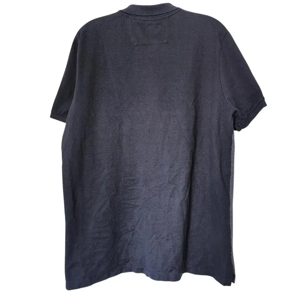 Banana Republic Polo‎ Shirt Mens Extra Large Navy Colorblock Birdseye Dressy